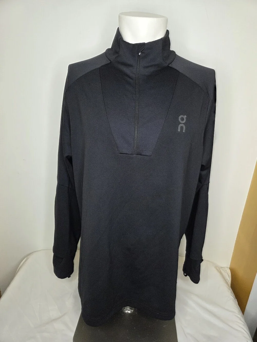 On RunningXL Men’s Black Half-Zip Pullover Climate Shirt 100% Recycled Polyester